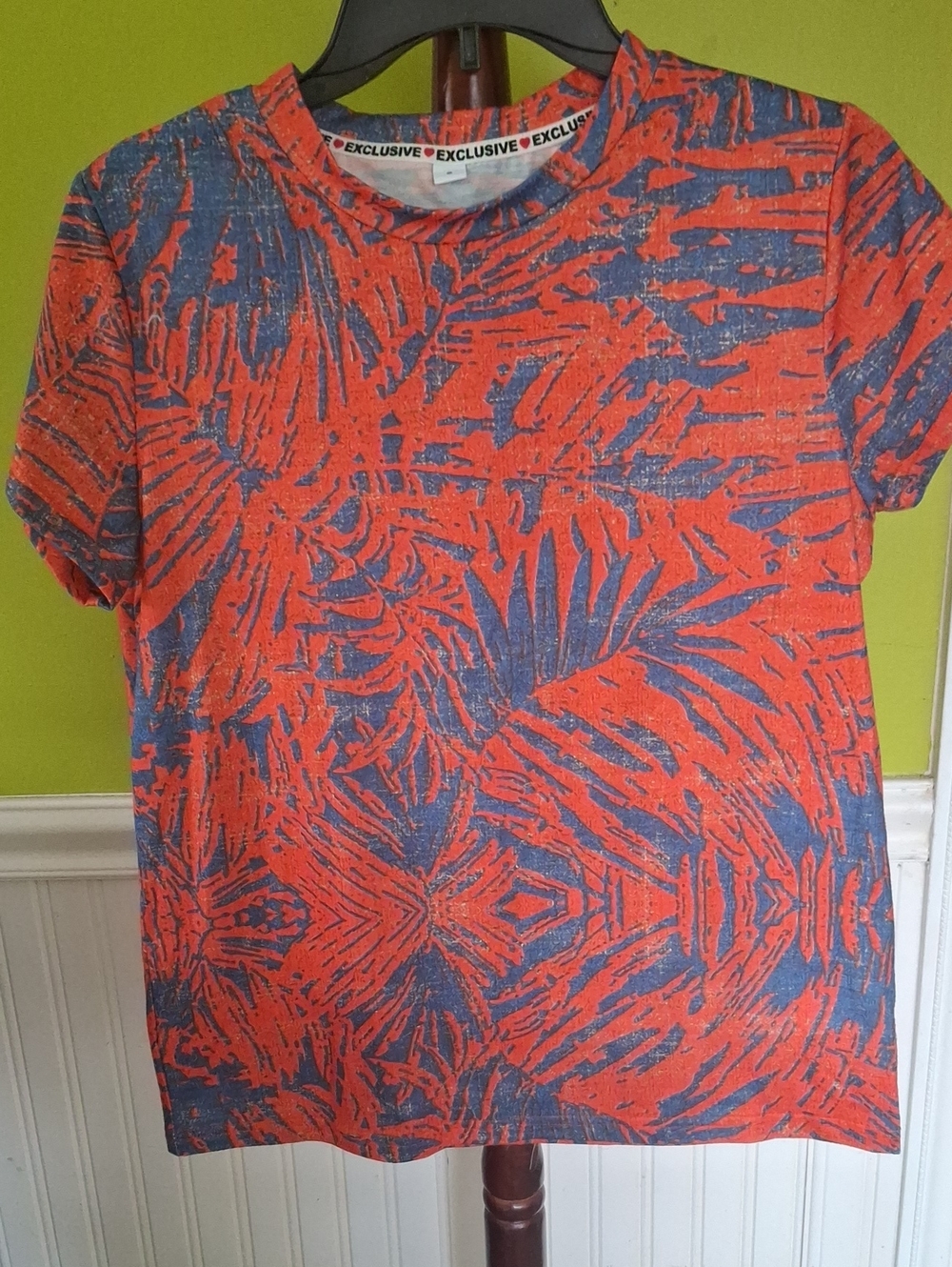 Exclusive Orange & Blue Tropical Print Tee